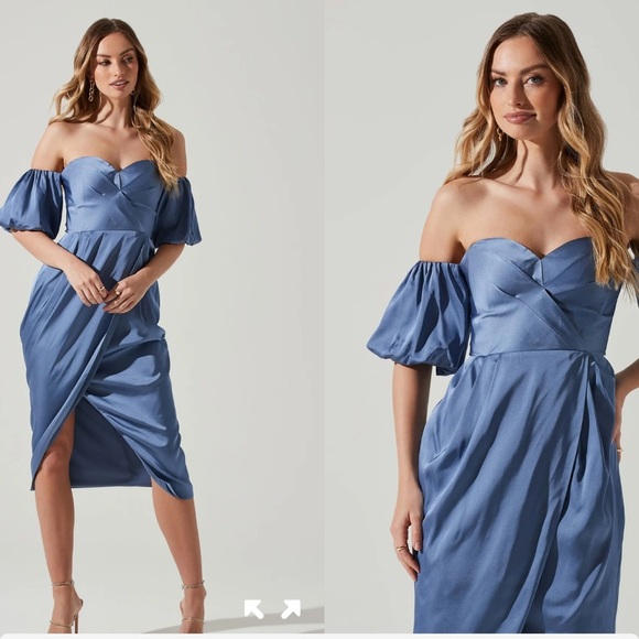 ASTR the Label Zurina Off Shoulder Puff Sleeve Midi Dress - Picture 2 of 5